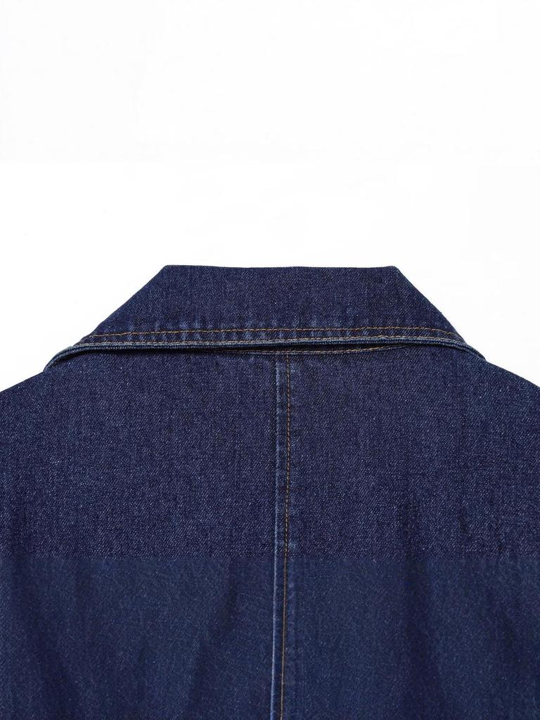 Y20678 Stylish Denim Jacket with Belted Waist and Suit Collar for Women 2025