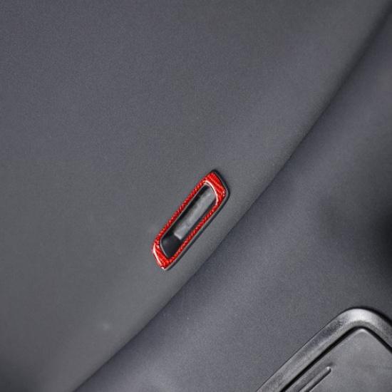 Red Carbon Fiber Car Sunroof Handle Cover Stickers For Honda Pilot 17-23