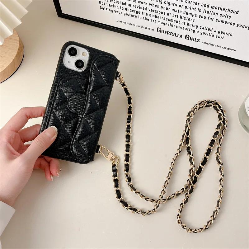 Crossbody Lanyard Peněženka s držákem na karty Pouzdro na telefon pro IPhone 16 15 Plus 14 13 12 Pro Max 11 PU kůže Nárazuvzdorný kryt