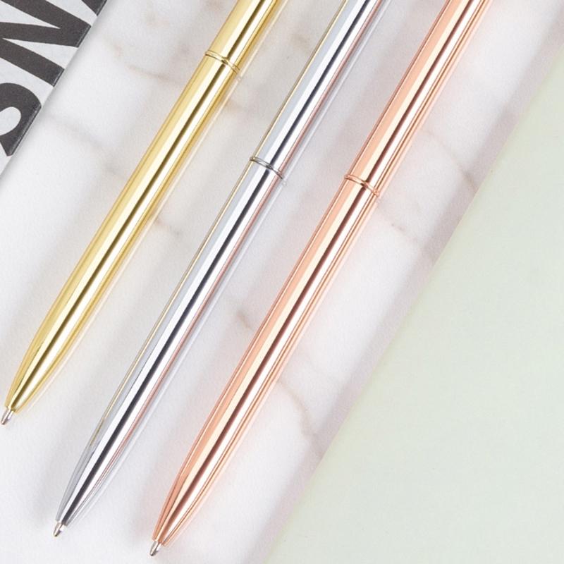 6 szt. Metalowy długopis kulkowy z mechanizmem obrotowym, nowatorski, smukły długopis do podpisywania, obracany do otwierania i zamykania długopis kulkowy, długopis do podpisywania gości