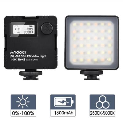 Andoer LVL-60RGB Mini Bi-color LED Video Light 2500K-9000K Dimmable Built-in Rechargeable Battery