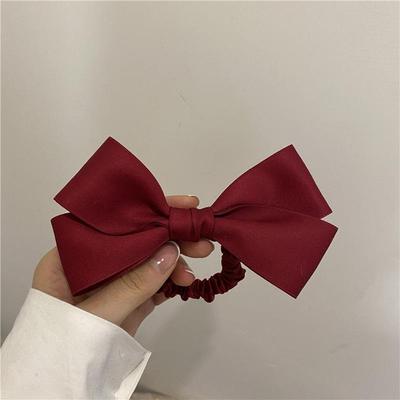 Red Satin Bow Hair Tie & Ponytail Band Set