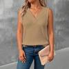 Women Sleeveless V Neck Tank Top Casual Knit Vest Lightweight Summer Blouse Soft Fabric Relaxed Fit