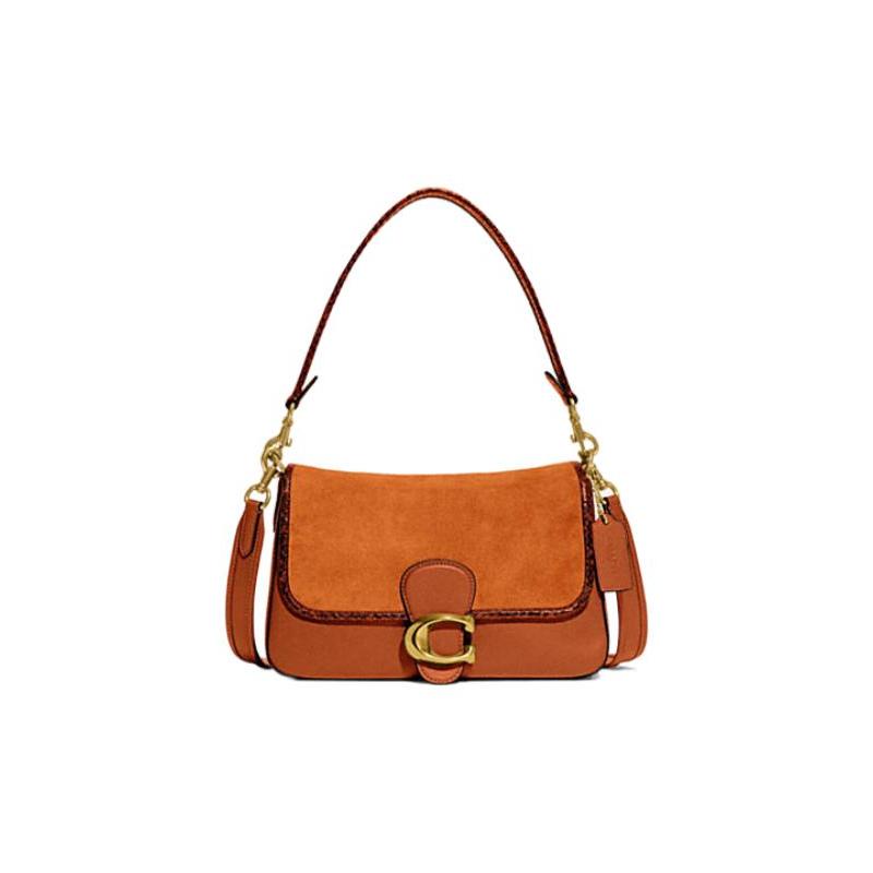 Coach Tabby 26 Snap Closure Leather and Suede and Snakeskin Hand-held Shoulder Bag Women's Brown