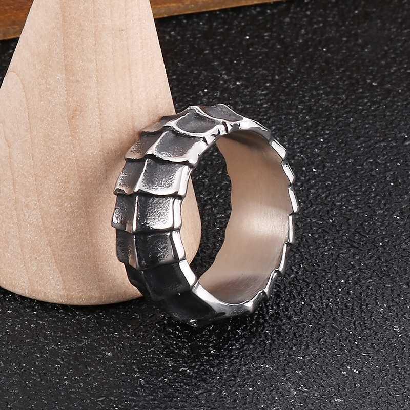 Yin Taifei Thai Silver Retro Dragon Ring with Rhinestones