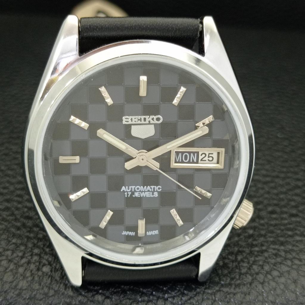 MENS VINTAGE SEIKO 5 AUTOMATIC REFURBISHED JAPAN BLACK DIAL WATCH A440428-4 Sk-a440428