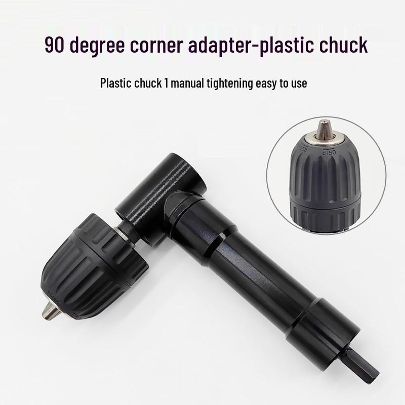 Right Angle Drill Adapter: 90-Degree Screwdriver Bit Changer with Three-Jaw Chuck