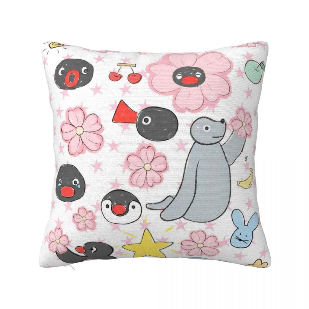 Noot Pingu Square Pillow Covers Polyester Home Penguin Cartoon Cushion Cover Cool Decorative Pillow Cover 45*45