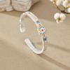 Flower Enamel Lotus Hand Bangle Hand Jewelry Retro Opening Hand Ring  Student