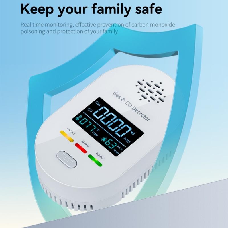 Small Wall Mounted Air Quality Analyzers Detecting Combustible Gas CO Temperature Moisture 105mm Long for Indoor Safety