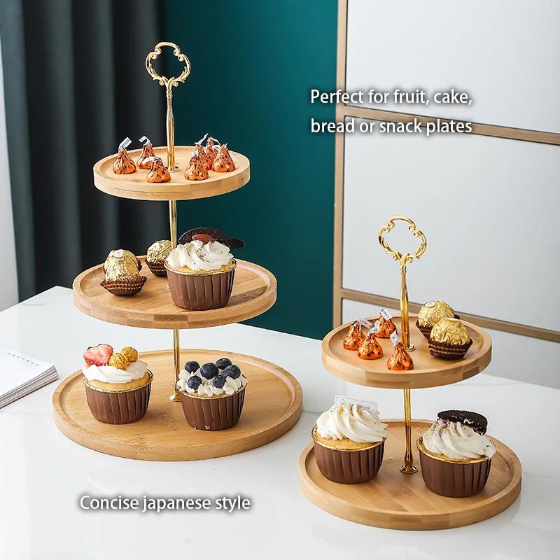 Japanese Bamboo Fruit Plates Set Snack Dishes Cake Stand Bread Dessert Plate Candy Dish Pastry Tray Wood Tableware Decoration