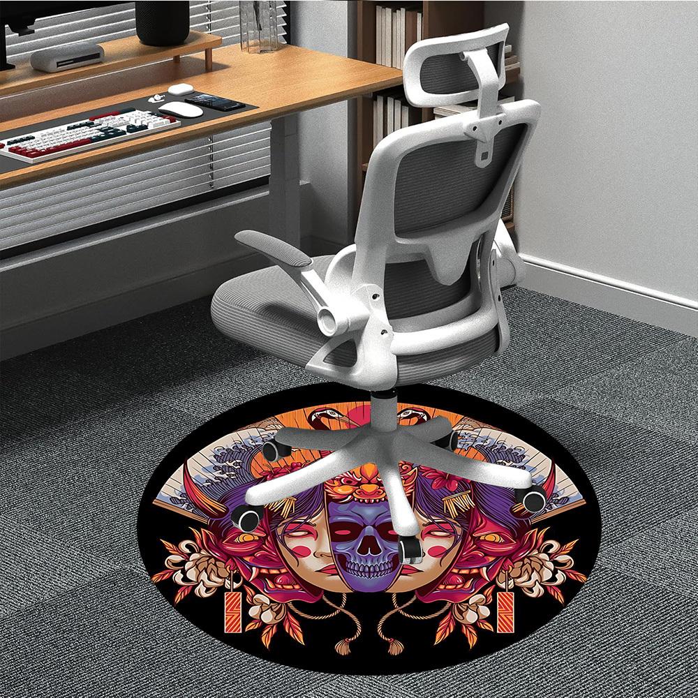 1PC Traditional Design Office Round Rug, Non slip, Soft and Durable Office Rug for Interior Decoration, Perfect for Office