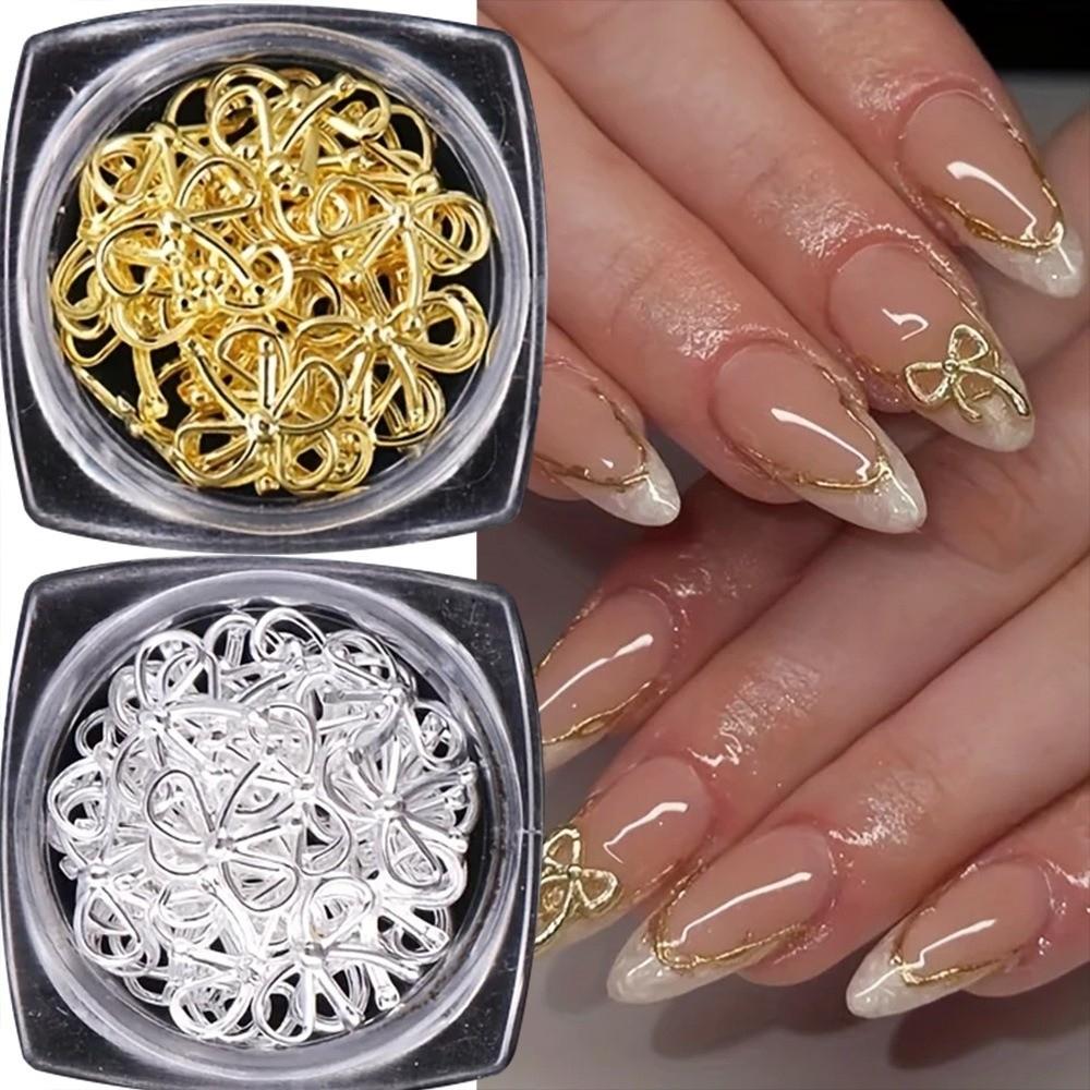 3D Nail Art Rhinestones Gold Silver Nail Art Decorations Y2K Style