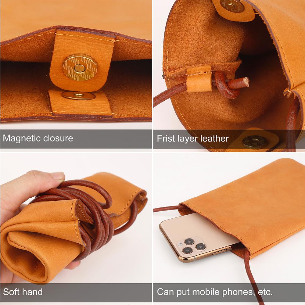 JOGUJOS Genuine Leather Women Shoulder Crossbody Bags Small Handbag Ladies CellPhone Bag Simple Style Messenger Bag Phone Pouch