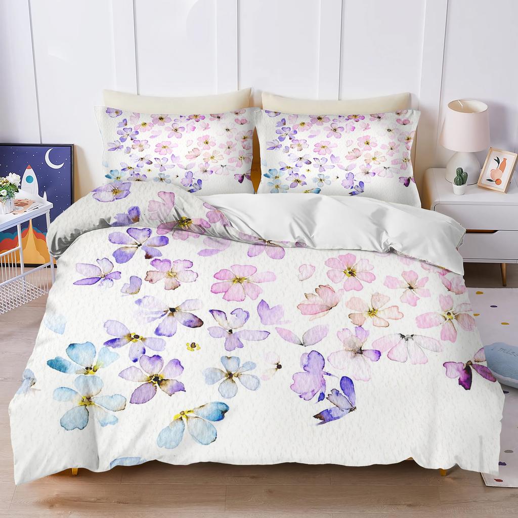 Pflanze Niedliche Blumen Bettbezug Floral Zuhause Kissenbezug Set Schlafzimmer für Erwachsene 203X228Cm Größe Kinder Bettdecke Bettwäsche