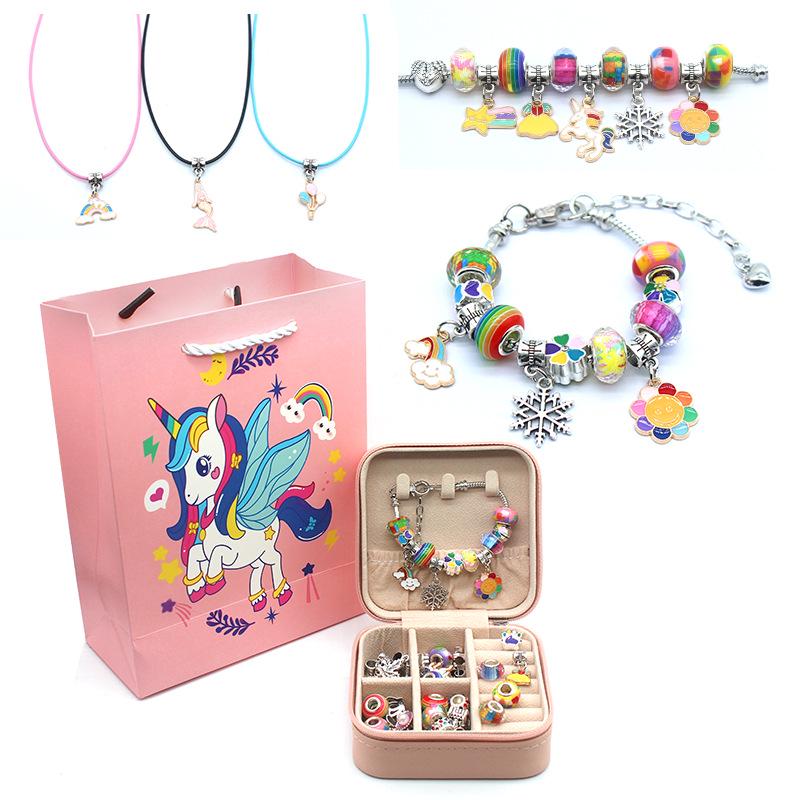 Unicorn Pink Crystal Beaded Bracelet DIY Kit for Kids