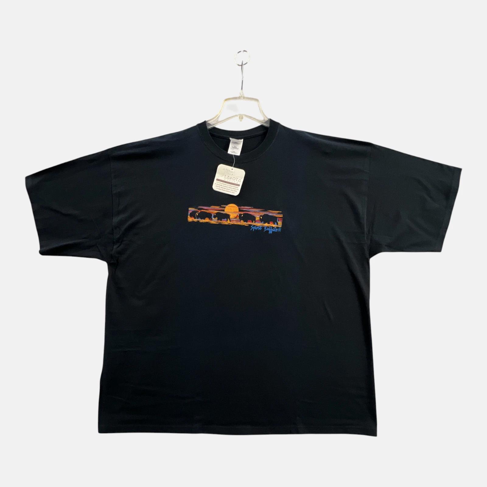 Vintage Lakota Designs T Shirt Mens 3XL Native American Spirit Buffalo Black NEW 3XL