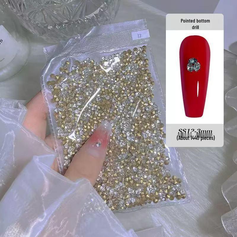 3D Pointed Back Czech Rhinestones Nail Art Decorations - 1440 Pieces