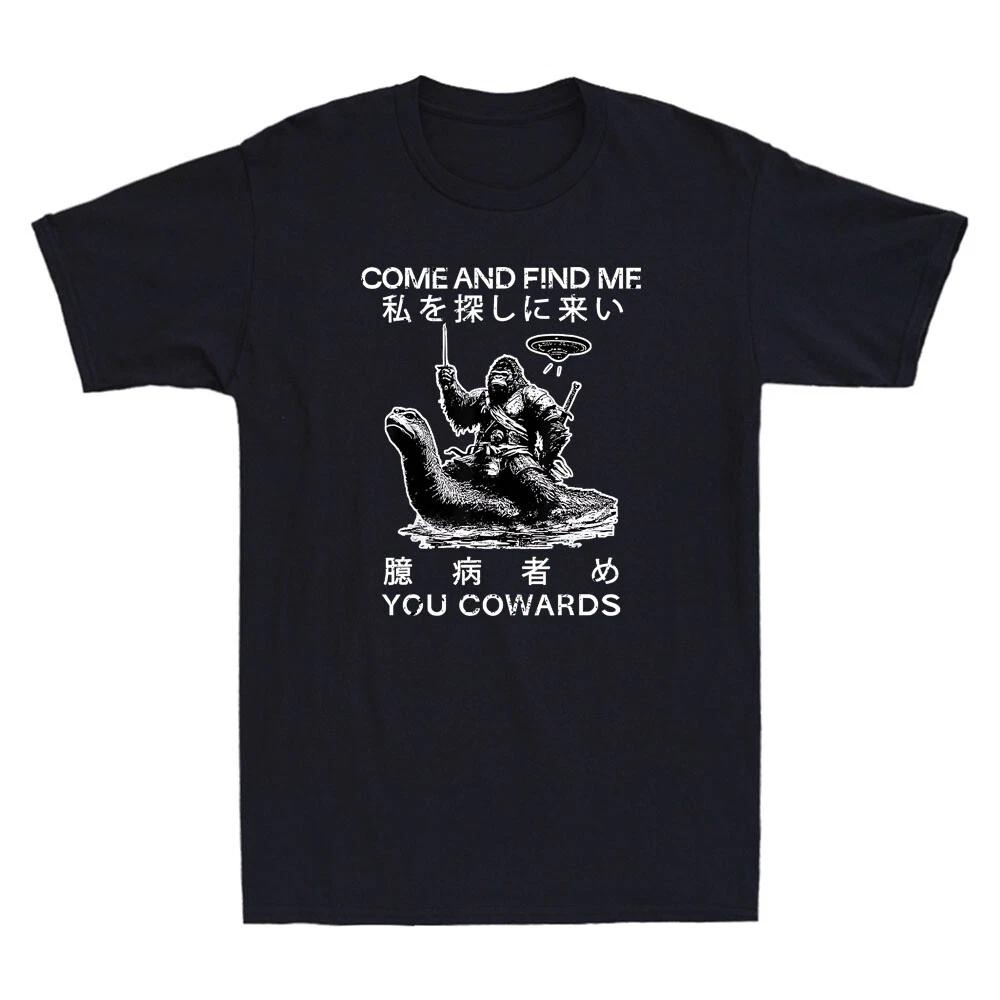 Come and Find Me You Cowards Japanese Funny Cryptid UFO Graphic Men s T-Shirt XXXL
