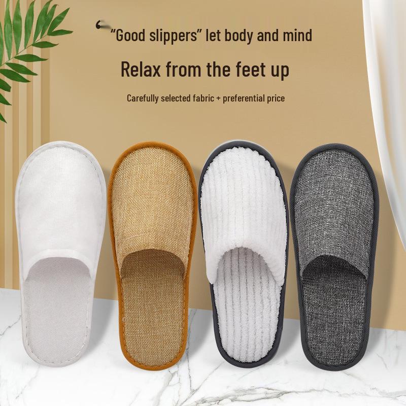 Luxusní protiskluzové jednorázové bavlněné hotelové pantofle pro hosty