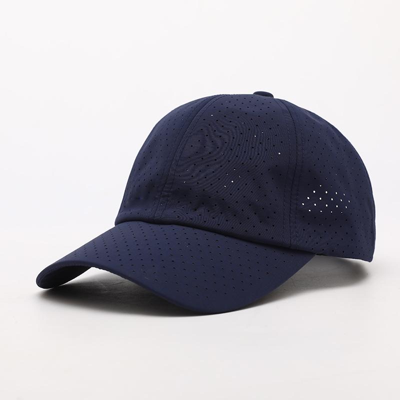 Perforated Baseball Cap With Custom Logo Text Print, Lightweight Quick Dry Running Cap, Adjustable Golf Tennis Hat