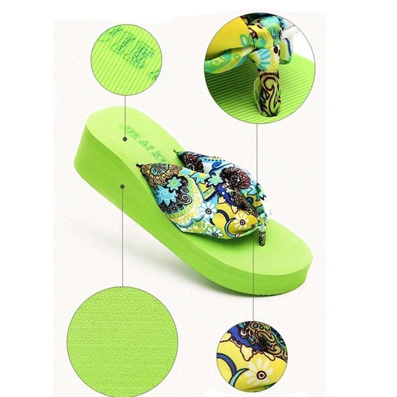 Elegant Women Summer Flip Flops Wedge Heeled Platforms With Comfortable Beach Shoes