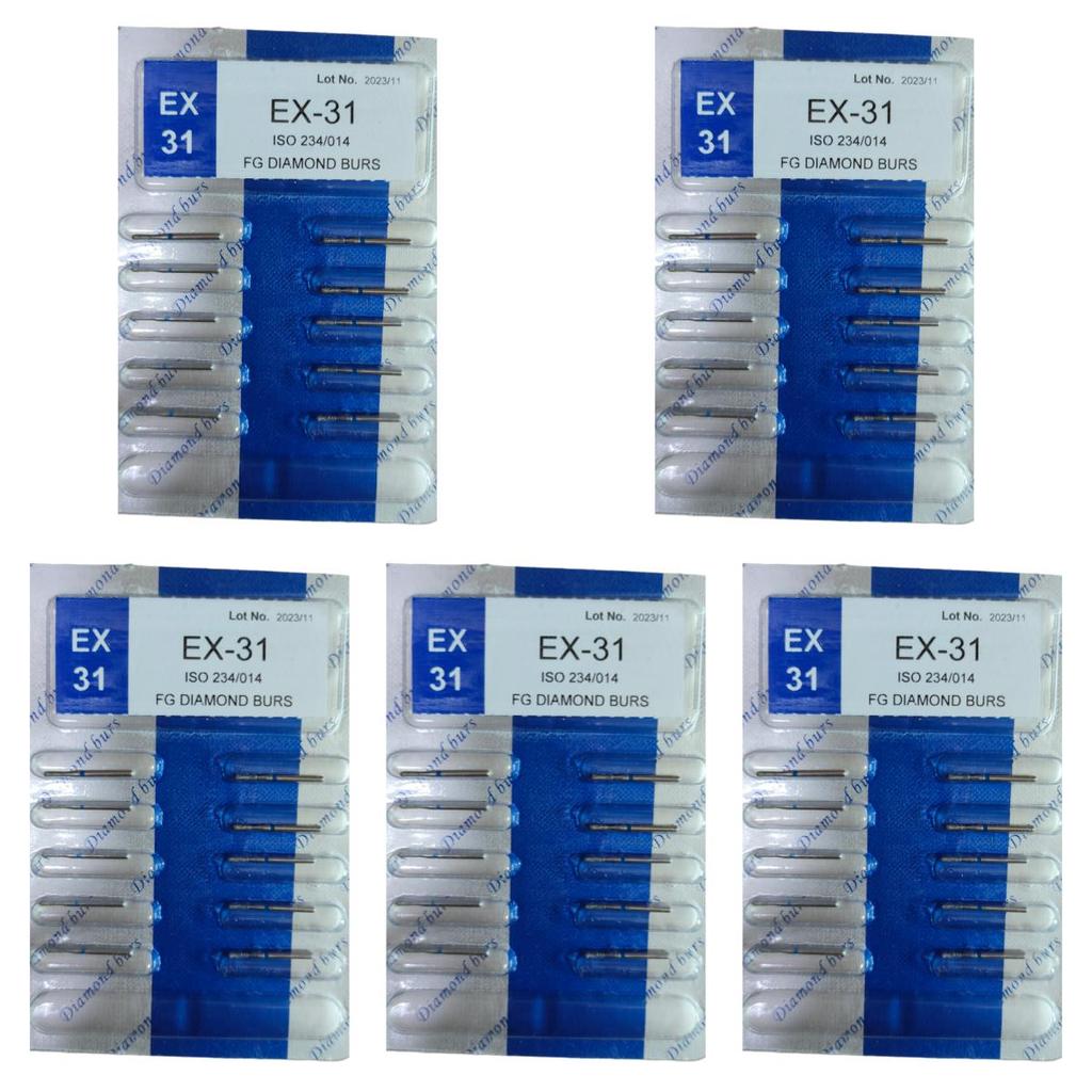 50pcs Dental High Speed Burs High Speed Handpiece Turbine Diamond Burs Diamond Polishing Tooth Preparation Dentist Material