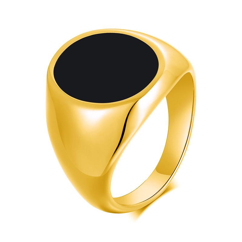 Vnox 12.5mm Signet Ring for Men, Black Square Top Stainless Steel Finger Band, Gothic Punk Rock Boy Stamp Rings