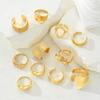 iF ME 11 Piece Irregular Geometric Hollow Out Ring Set Fashion Jewelry Women Trendy Shiny Daily Party Accessory Decorative Gift Idea