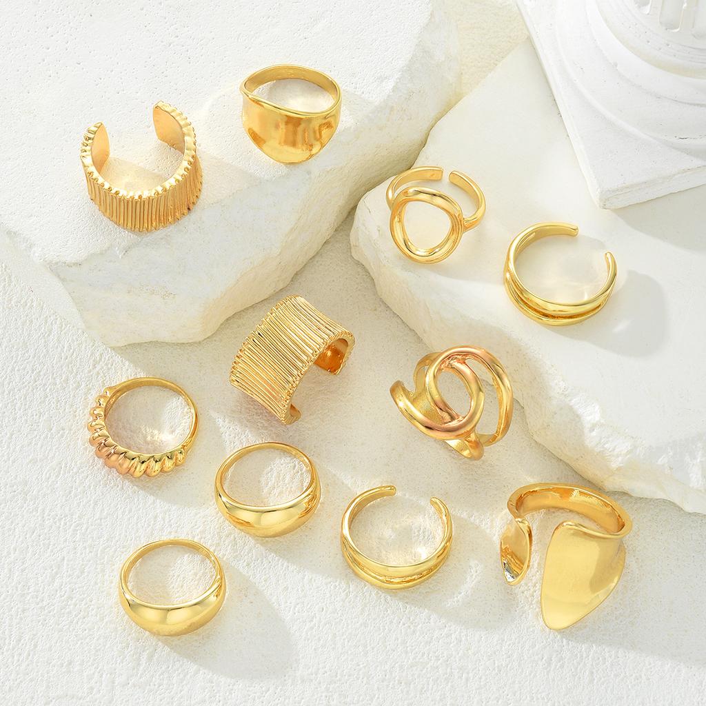 iF ME 11 Piece Irregular Geometric Hollow Out Ring Set Fashion Jewelry Women Trendy Shiny Daily Party Accessory Decorative Gift Idea