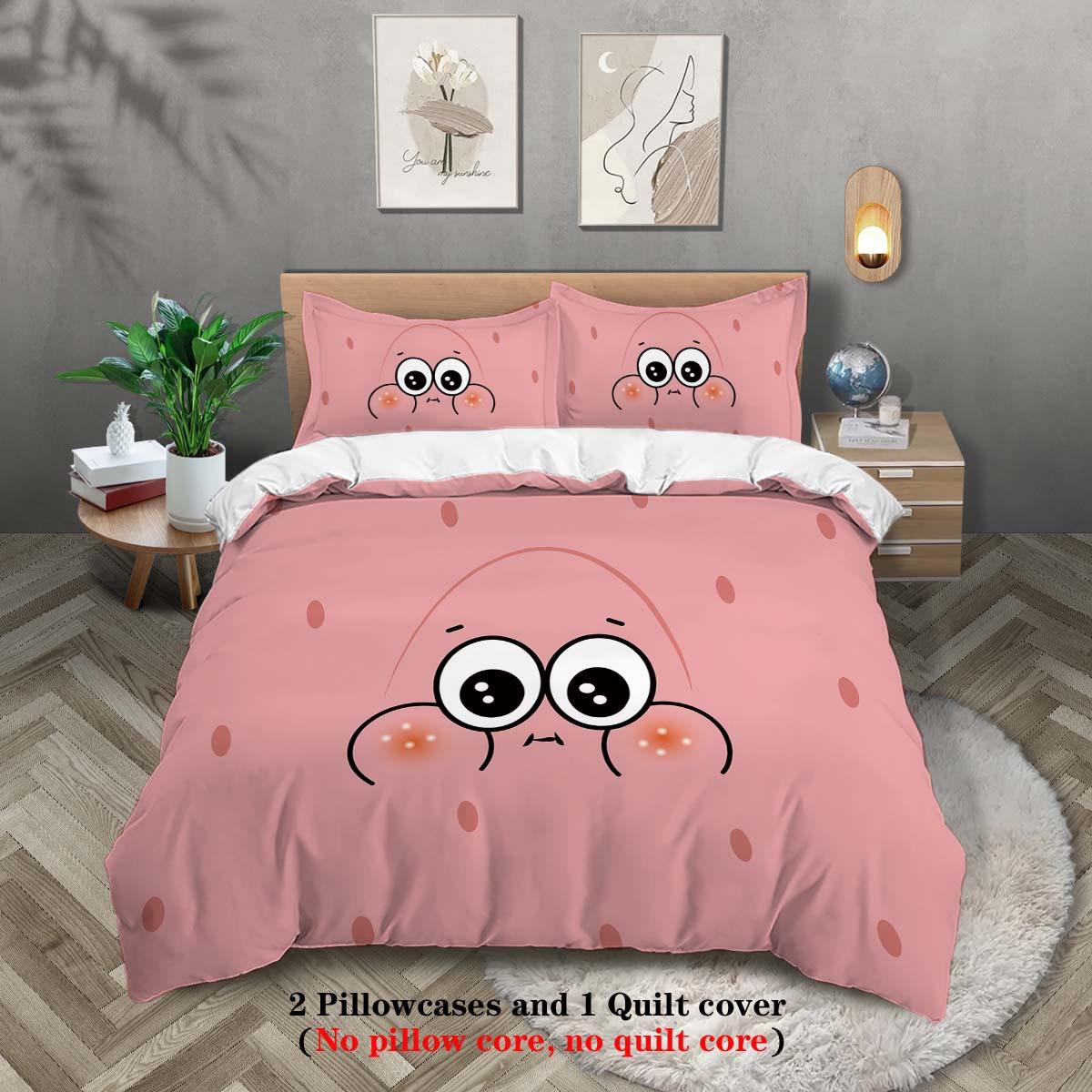 

Spongebob Patrick Star 3D Digital Полиэстер Трехсекционный пододеяльник Пододеяльник Наволочка 135x200cm