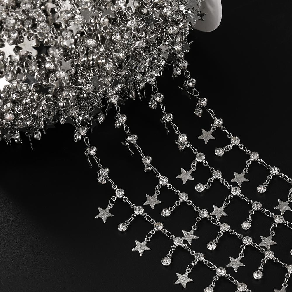 1Meter Star Chains Micro Inlay Crystal Stars Copper Chains for Handmade Bracelet Necklace Supplies DIY Jewelry Making Components