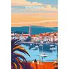 Retro Spain Cityscape Poster Nordic Style Canvas Print Coastal Architecture Art for Wall Decor