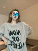 Women's Khaki Retro Plus Size Short Sleeve T-shirt - Summer Casual Loose Mid-Length Design with Letter Print