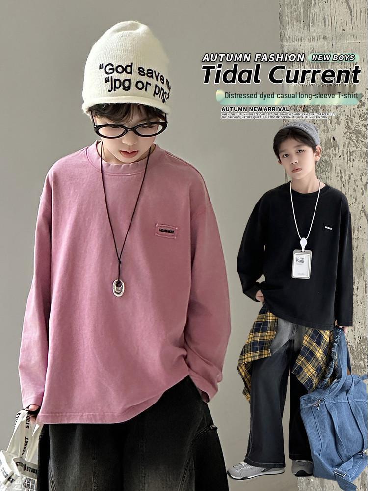 Children's Autumn 2025 Korean-Style Long-Sleeve Letter Pullover for Boys & Girls
