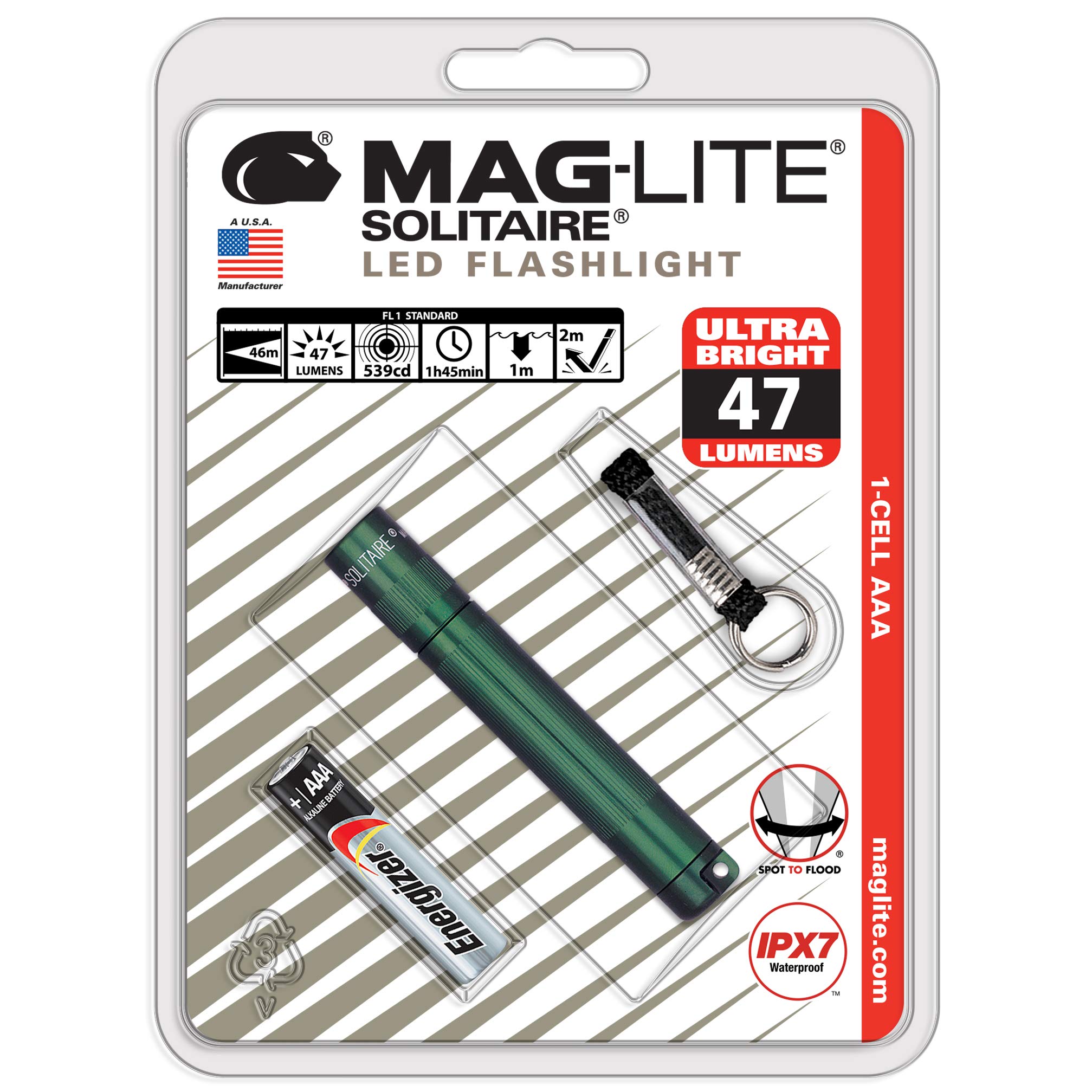 

MagLite Solitaire 1 Cell AAA LED Flashlight Blister Packaging Dark Green