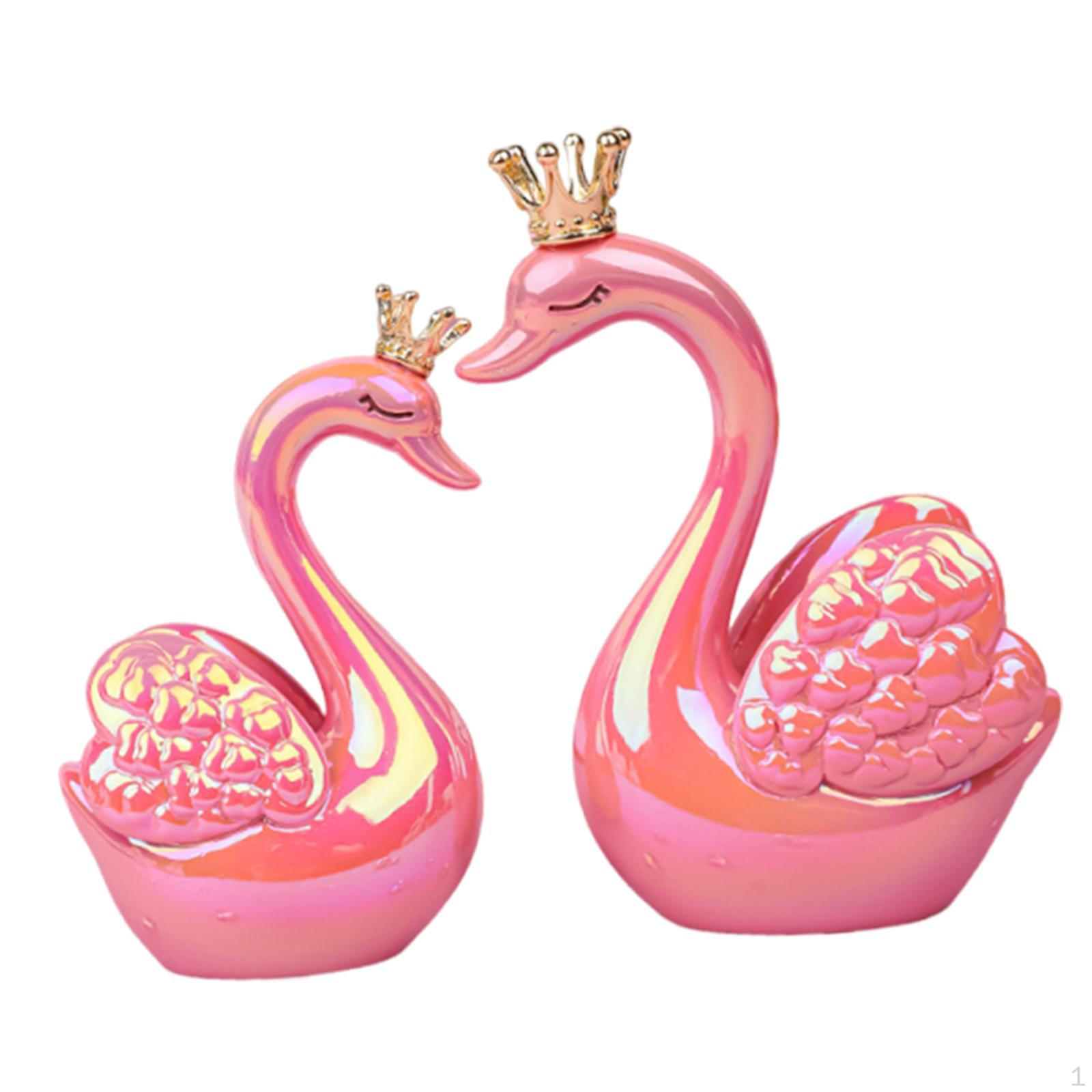 

2Pcs Mini Couple Swan Figurines Small Statues Animal Sculptures Desktop Ornaments for Home Bedroom