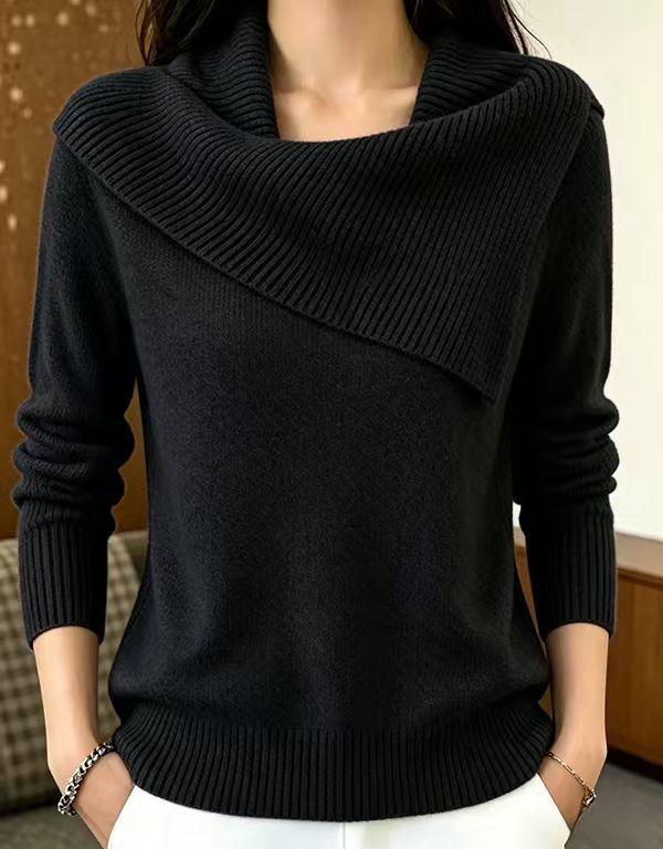 Women's Retro European & American Slimming Lapel Sweater - Playful & Versatile Knit Design