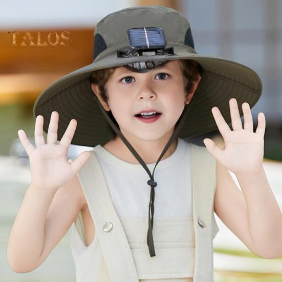 Solar-Lüfterkappe mit 800mAh-Akku USB-Solarladung Outdoor-Fischerhut mit wasserdichter Beschichtung Mesh-Design Kinder-Sonnenhut
