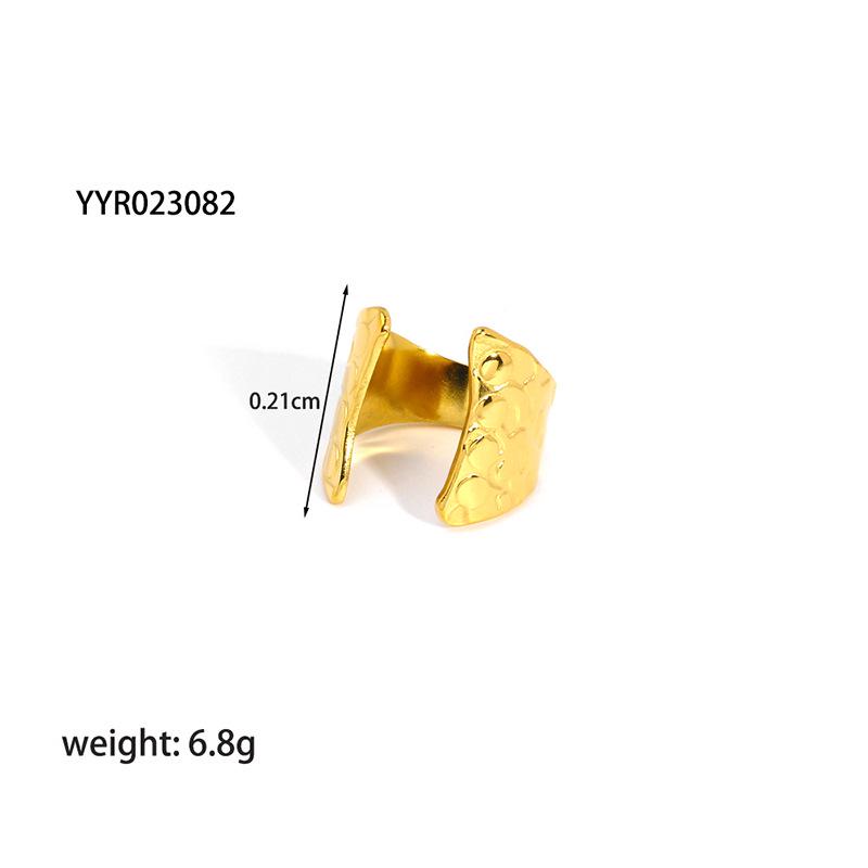 18K Gold-Plated Adjustable Stainless Steel Ring for Women - Simple, Trendy Jewelry Design