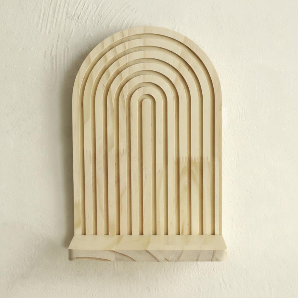 Oval Threaded Wooden Wall Shelves Natural Artistic Wooden Stand Wall Mounted Shelf Living Room