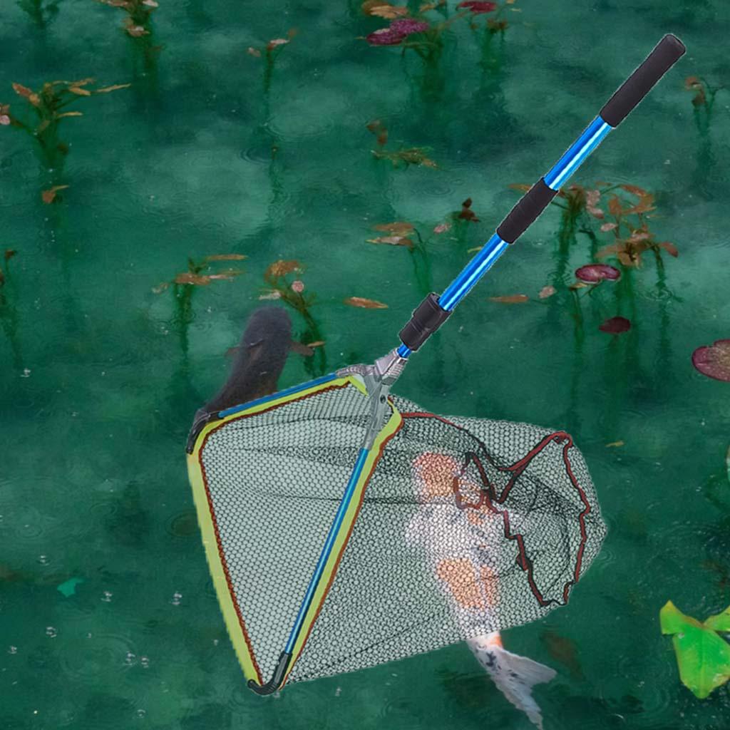 Folding Fishing Brail Landing Net Stainless Steel Triangle Frame Large Dense Landing Dip Foldable Fishing Accessories