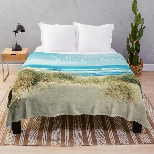 Beach Landscape Sunset Flannel Throw Blanket King Queen Size for Sofa Couch Bed Super Soft Warm Lightweight Good Gift for Teens