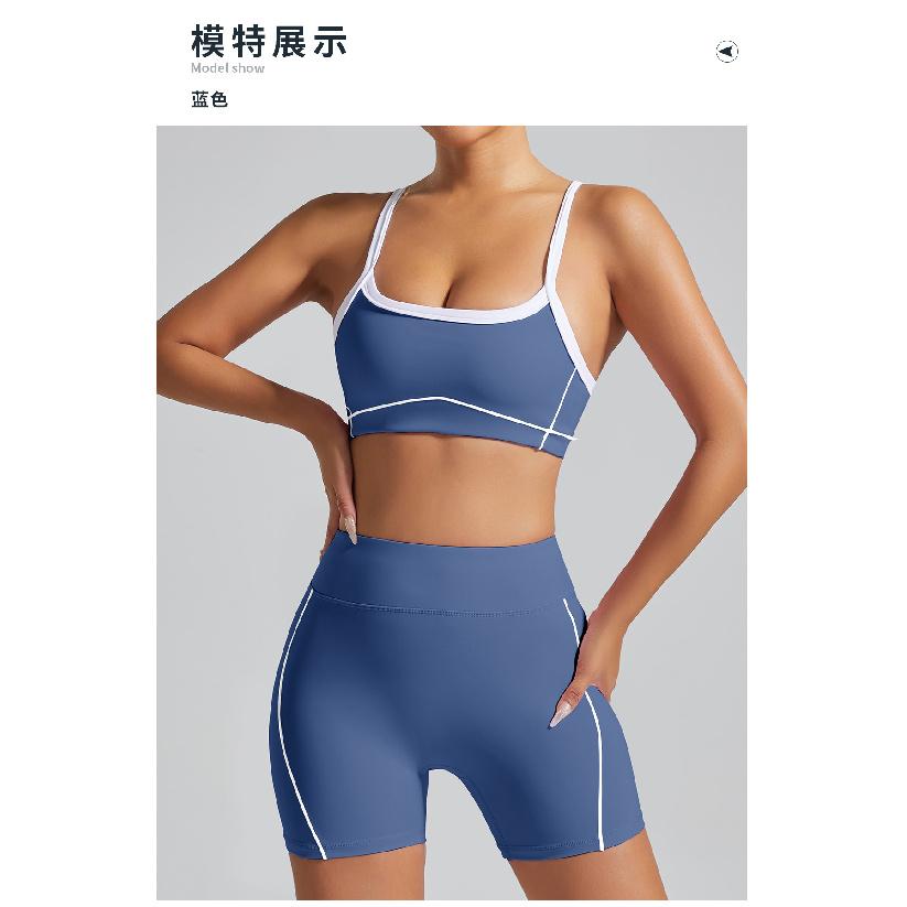 Color blocking, non awkward sports shorts with high waist, tight fitting, nude feeling, peach hip lifting, fitness, yoga shorts for women