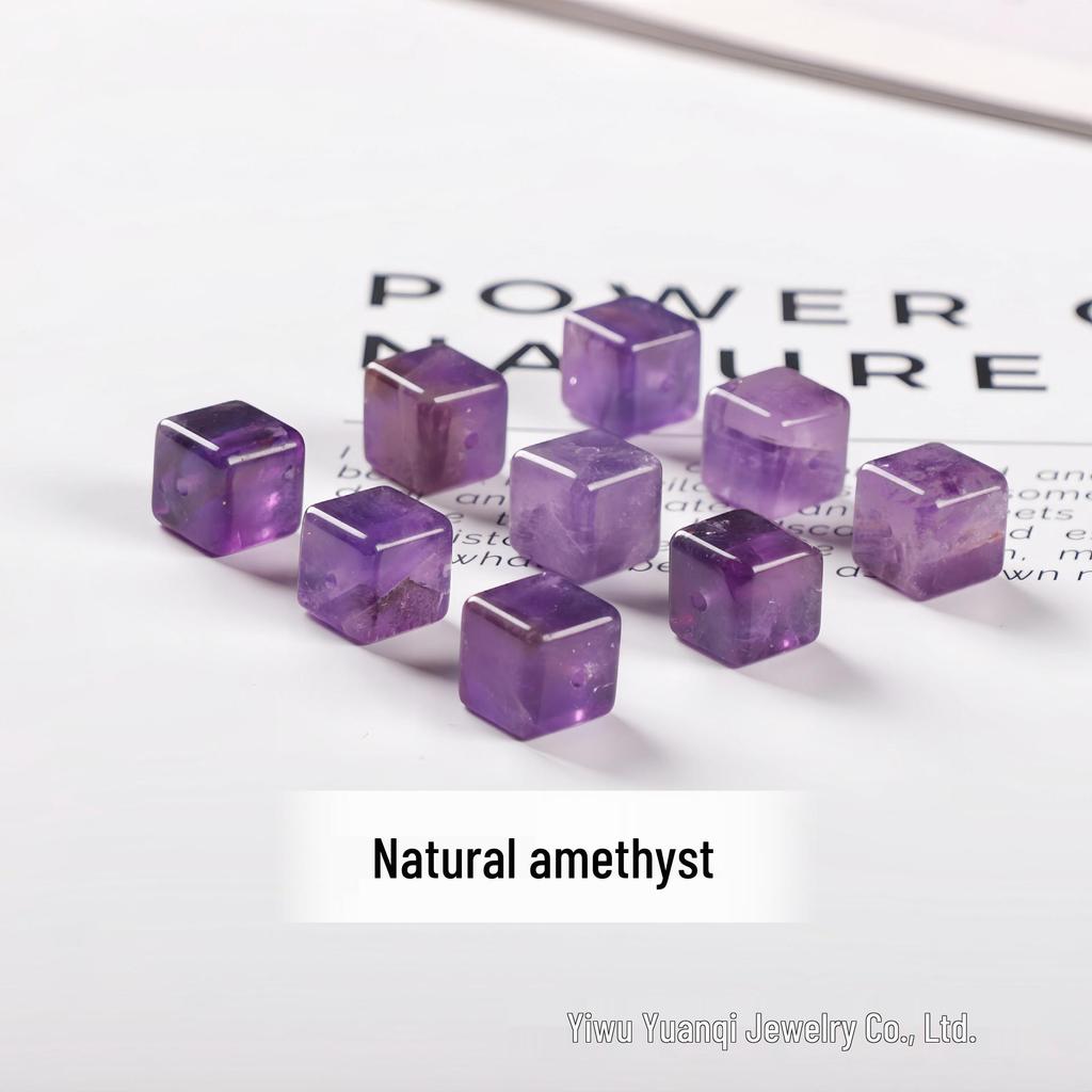 10mm Natural Crystal Beads: Amethyst, Yellow Tiger Eye, Obsidian, White Crystal for DIY Jewelry.