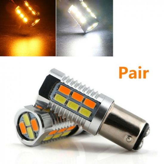 

2x 1157 5630 22SMD BAY15D Amber/White LED Brake Light Car Turn Signal Light Bulb