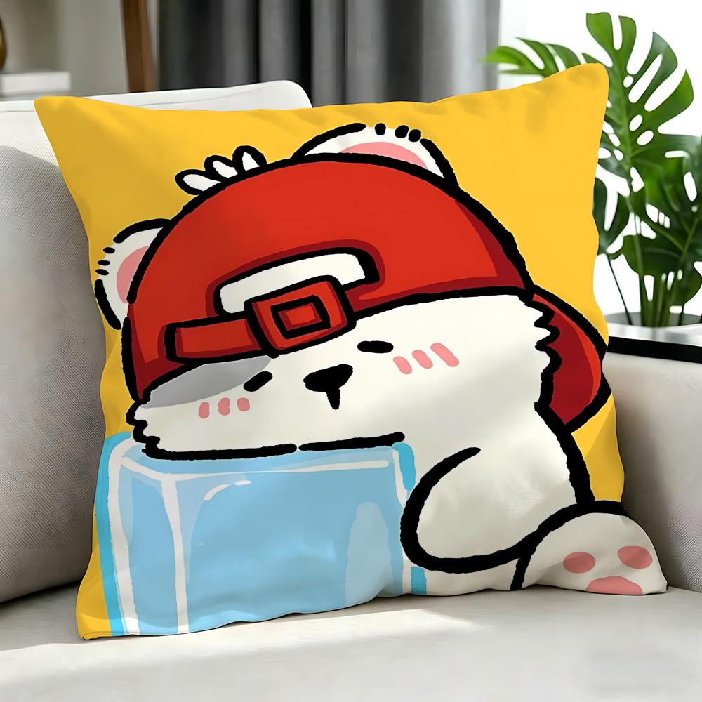 Cute Cute Bear Stickers Cushion Cover Cushion Cover Set 4Pcs 50X50 45X45 40X40 Pillowcase Decorative Sofa Home Decor