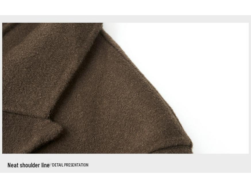 Men's 100% Wool Double-Faced Double-Breasted Lapel Collar Business Casual Long Coat