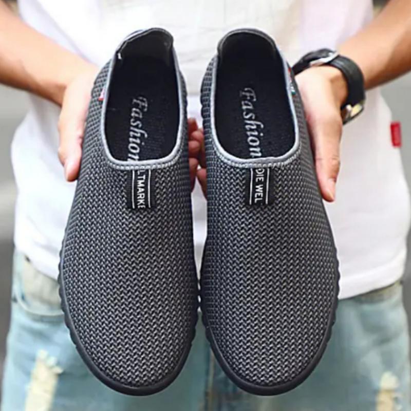 

Men s Vulcanize Shoes Summer Mesh Breathable Light Weight Comfortable Solid Color Footwear Zapatillas Deportivas De Hombre 44 сірий