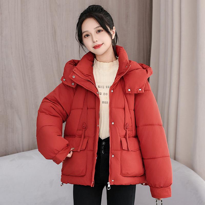 2025 Short Hooded Down Cotton Jacket Women's New Winter Thickened Warm Padded Jacket Loose Bread Jacket